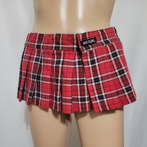 Hustler size small red Plaid Mico mini skirt